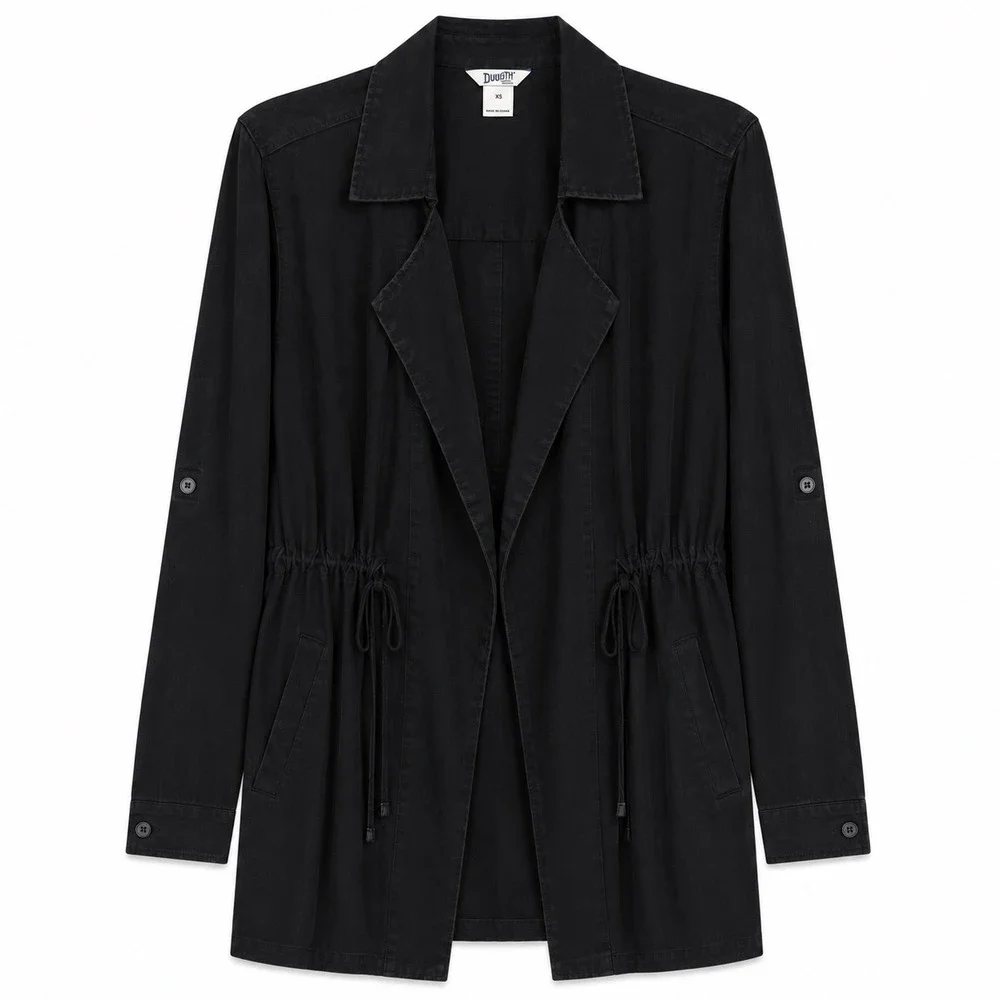 Duluth Trading Co Black Drawstring Waist‎ Utility Jacket XS